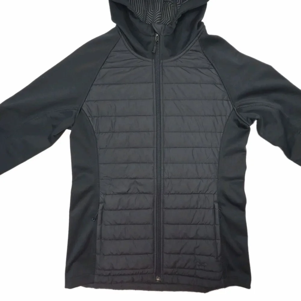 Under Armour Jacket Storm Black Primaloft Hoodie Men Sz Medium Zip Quilted Coat